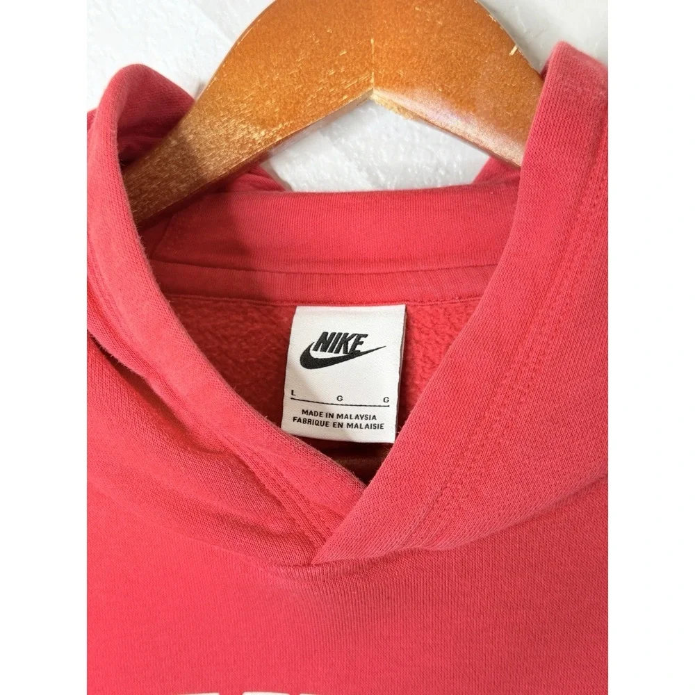 Nike Sportswear Boys Hoodie Large Red White Gray Swoosh Pullover CJ7861-657 READ